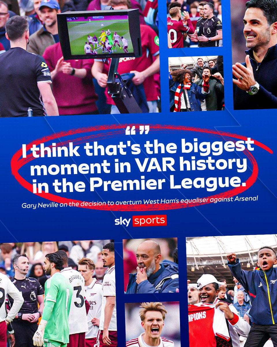 SkySportsPL's tweet photo. Gary Neville on the decision to overturn West Ham's equaliser against Arsenal 📺 https://t.co/hzuNNXDPNz