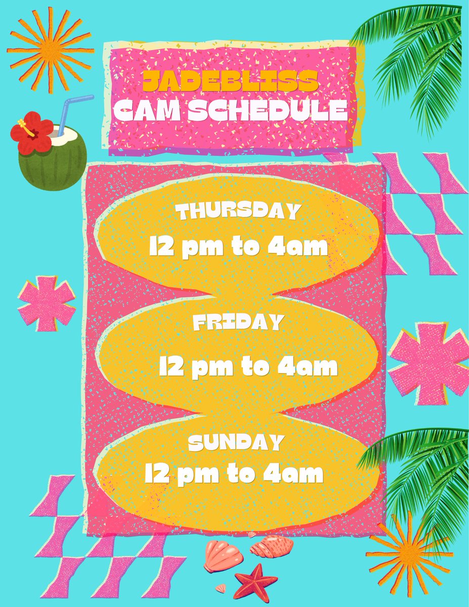 MissJadeBliss's tweet photo. Update Schedule loves 🥳😘🥰....Looking forward to seeing you
#camgirlِ#chartubate https://t.co/8Nj3RMwDOt