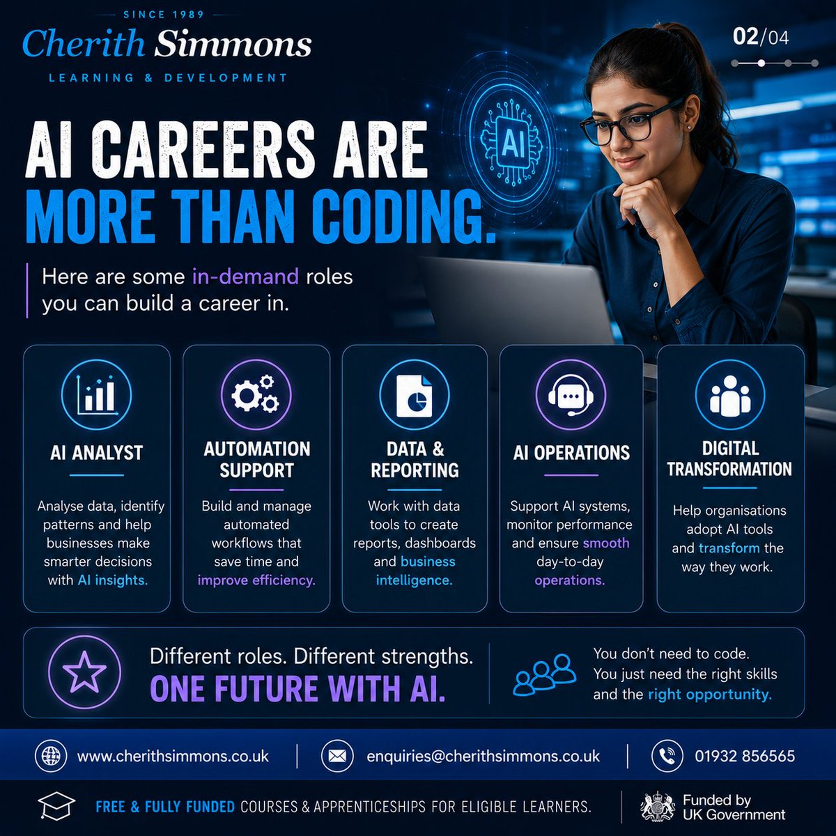 CherithSimmons's tweet photo. AI careers aren’t just for coders.
From automation support to data analysis, there are many ways to start in AI without a tech degree.
#ArtificialIntelligence #AISkills #AIJobs #TechCareers #FutureSkills #DigitalTransformation #CareerGrowth #UKCareers #DataAnalytics #Automation https://t.co/8NdPrWC0Tc