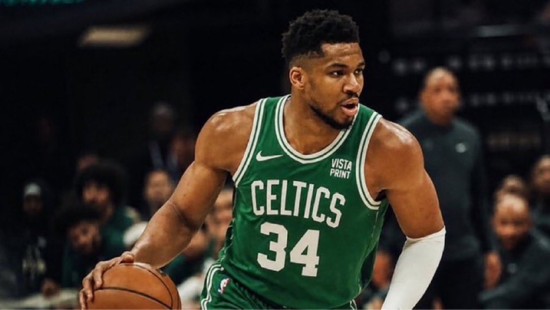 Alex_Spell_'s tweet photo. Posting Giannis Antetokounmpo in a Celtics jersey every day until Brad Stevens trades Jaylen Brown for him

Day 9 https://t.co/hICoyAa8tE