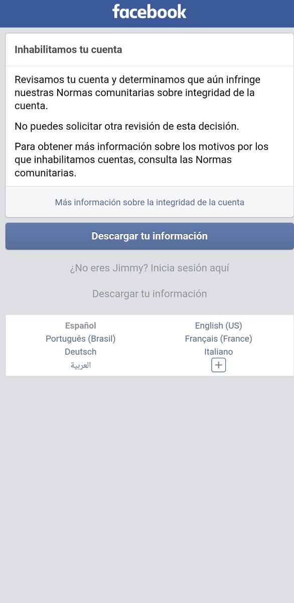 AnX775's tweet photo. #facebook 
Alguien sabe que pasó? O quién me pueda orientar?
Estaba viendo vídeos en Facebook 
Cuando de la anda me mandó a esta página 
No entiendo por qué, incluso tuve que realizar una prueba de reconocimiento facial 
El problema persiste 
No realizaba publicación raras o así https://t.co/tbdBdsTjRn