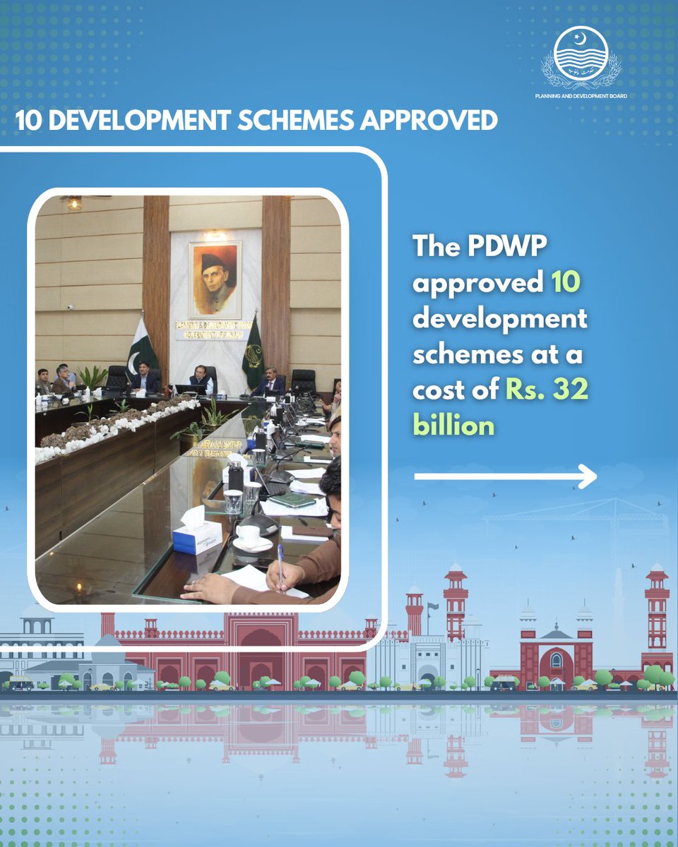 ggwoasieq11's tweet photo. 73rd Meeting of the Provincial Development Working Party (PDWP)
Approval of 10 development schemes at a total cost of Rs. 32.2 Billion
#PnDBoard #PlanningForTomorrow #DevelopmentPunjab #PublicInvestment @cmopunjabpk @GovtofPunjabPK https://t.co/XLjw0oAFUO
