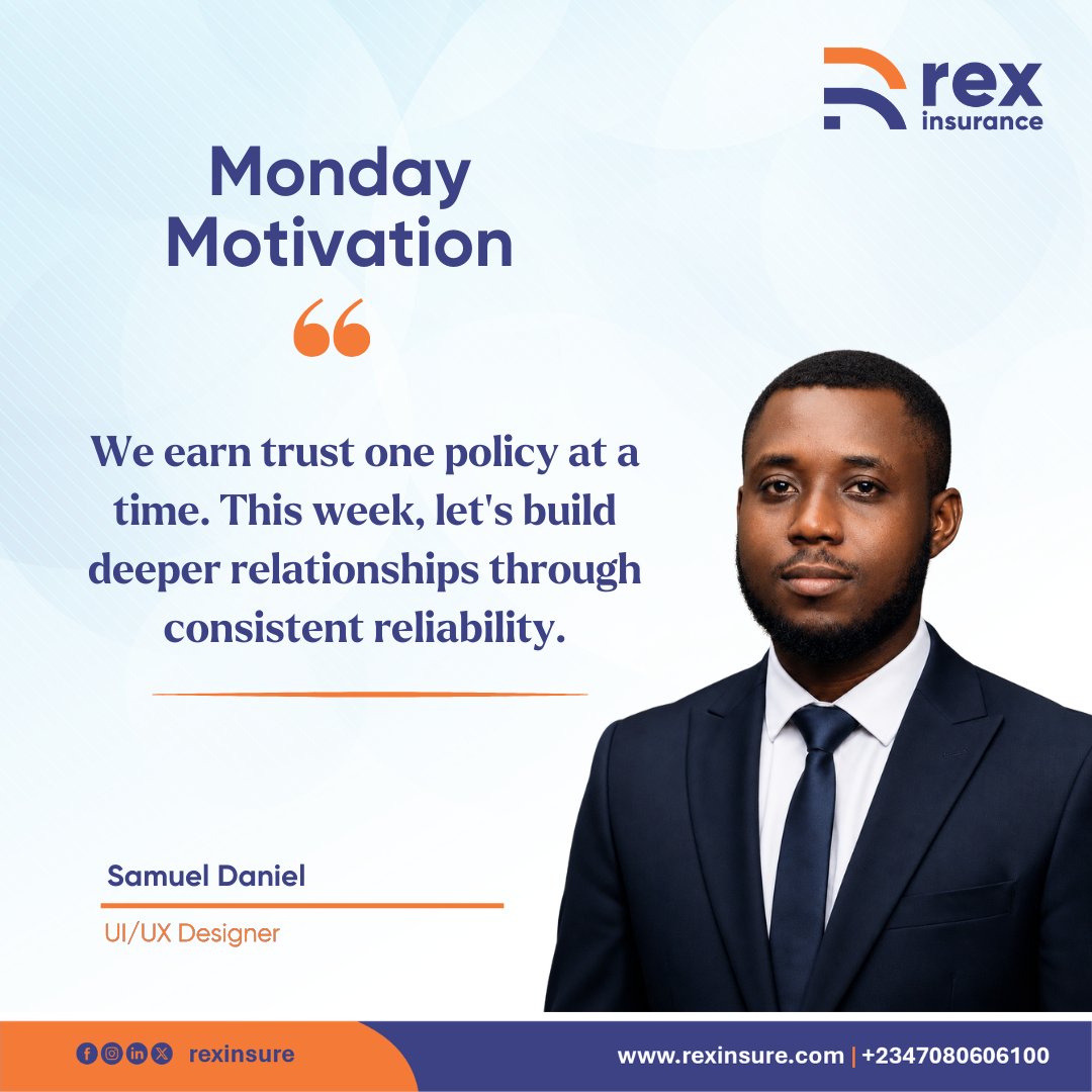 rexinsure's tweet photo. As we step into the week, let’s remain focused, intentional, and dedicated to excellence in every interaction.

#Monday #Rexinsure #Insurance https://t.co/pjQYEGHGcK