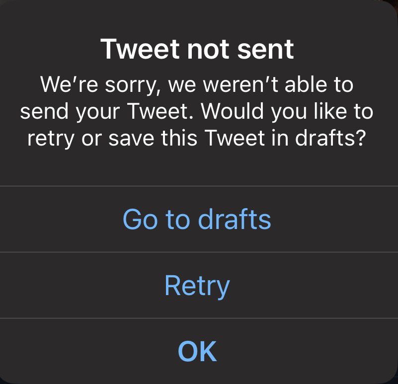 those of us that still have the bird app can no longer reply to tweets. this comes up everytime. RIP. 

still not updating though fuck you elon.