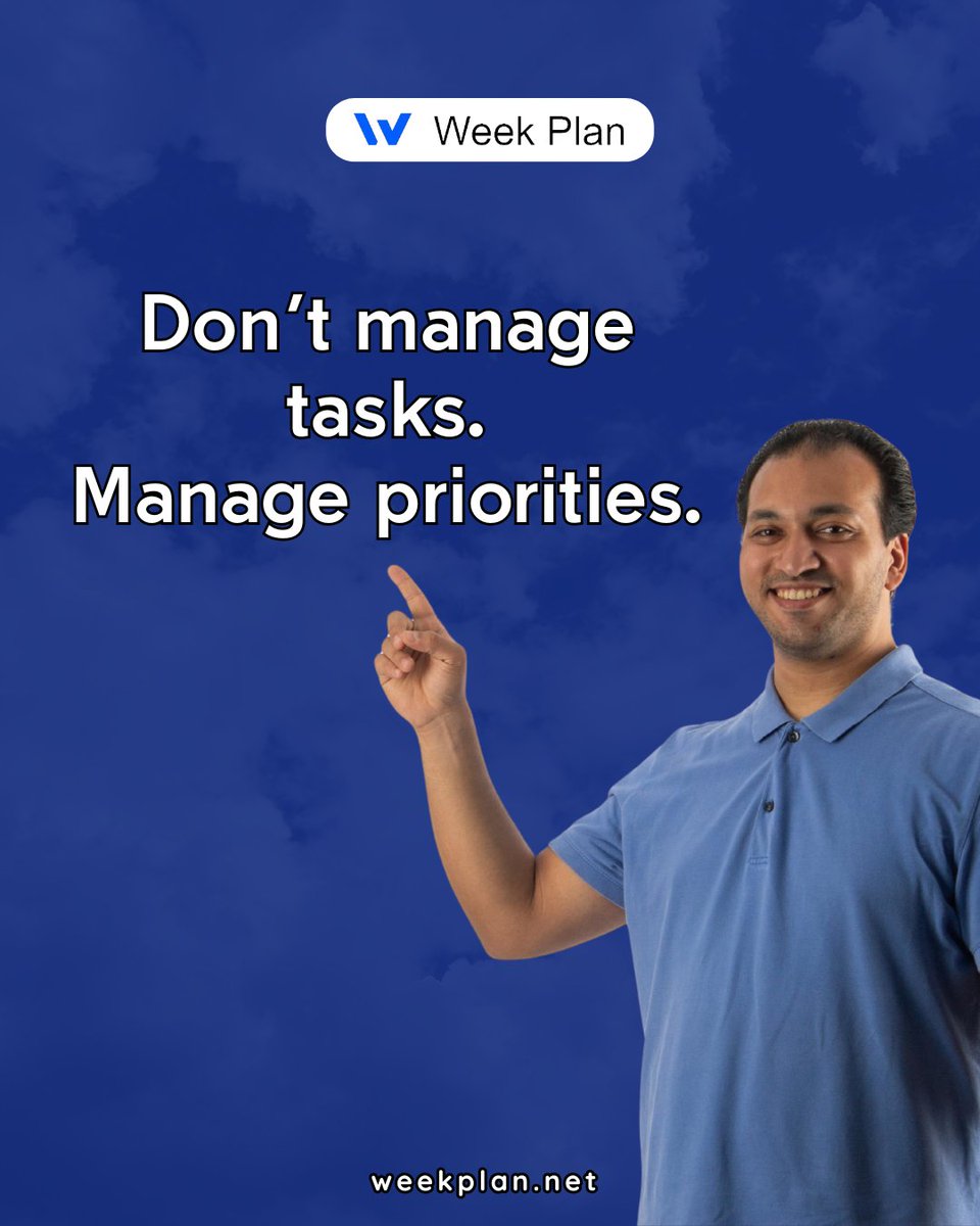 weekplan's tweet photo. Not every task deserves your attention.

The key to productivity is knowing what matters most and giving it your best energy.

Prioritize with purpose using WeekPlan. 🚀

#weekplan #productivity #timemanagement #focus #priorities #goalsetting #planning #worksmarter #success https://t.co/mNQnWH4CWl