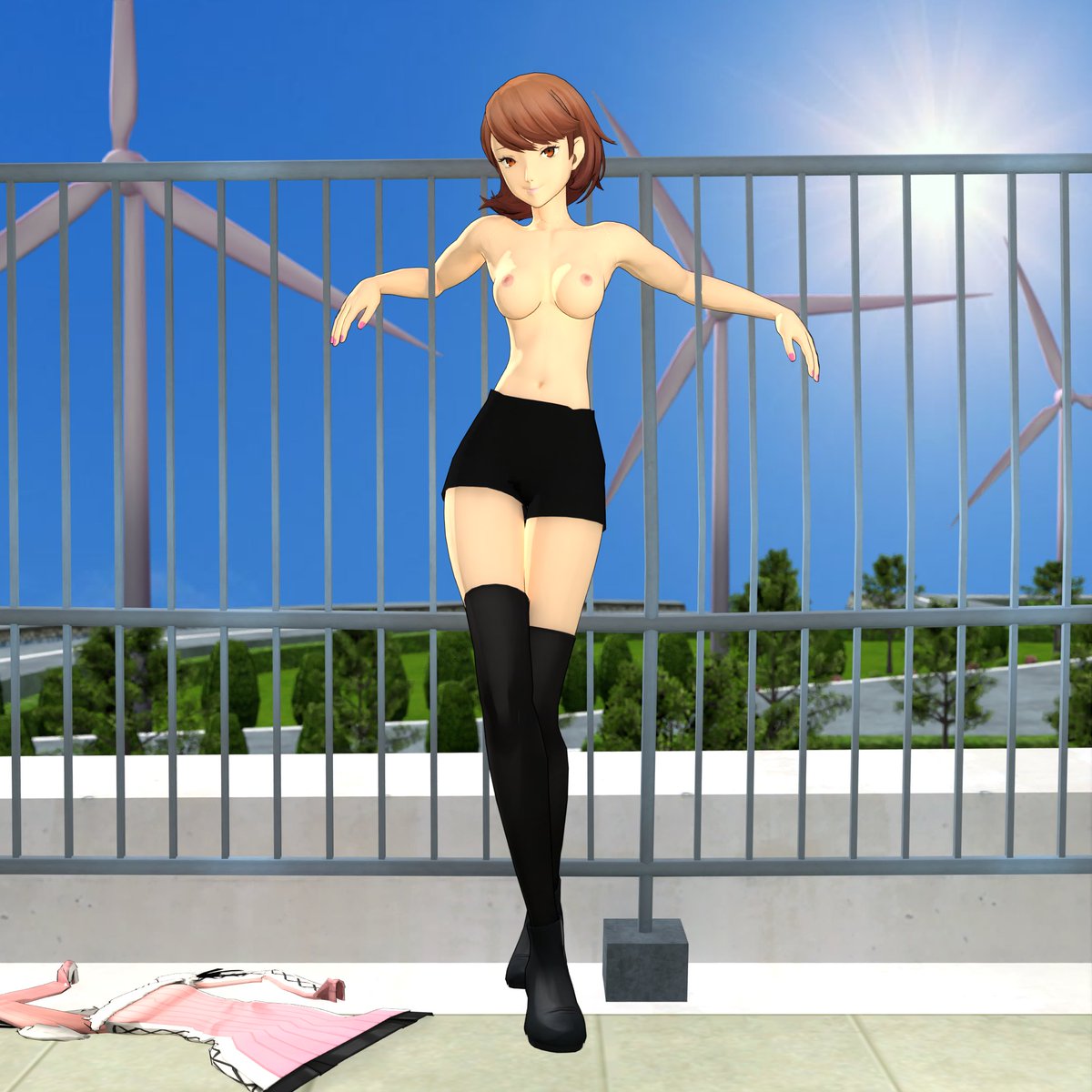0OFugh's tweet photo. Yukari stripping on the rooftop https://t.co/LtzDwVhQPZ