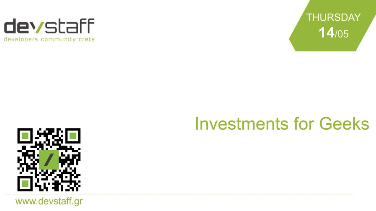 devstaff_gr's tweet photo. Don't miss our meetup on Thursday 14/05 at 19:00 about:
👉 Investments for Geeks

Join us! 
Meetup event: https://t.co/1x4aURPkxA
FB event: https://t.co/DnSyeWzfSs

#software #developers #meetup #heraklion #crete https://t.co/8msE3y0byR