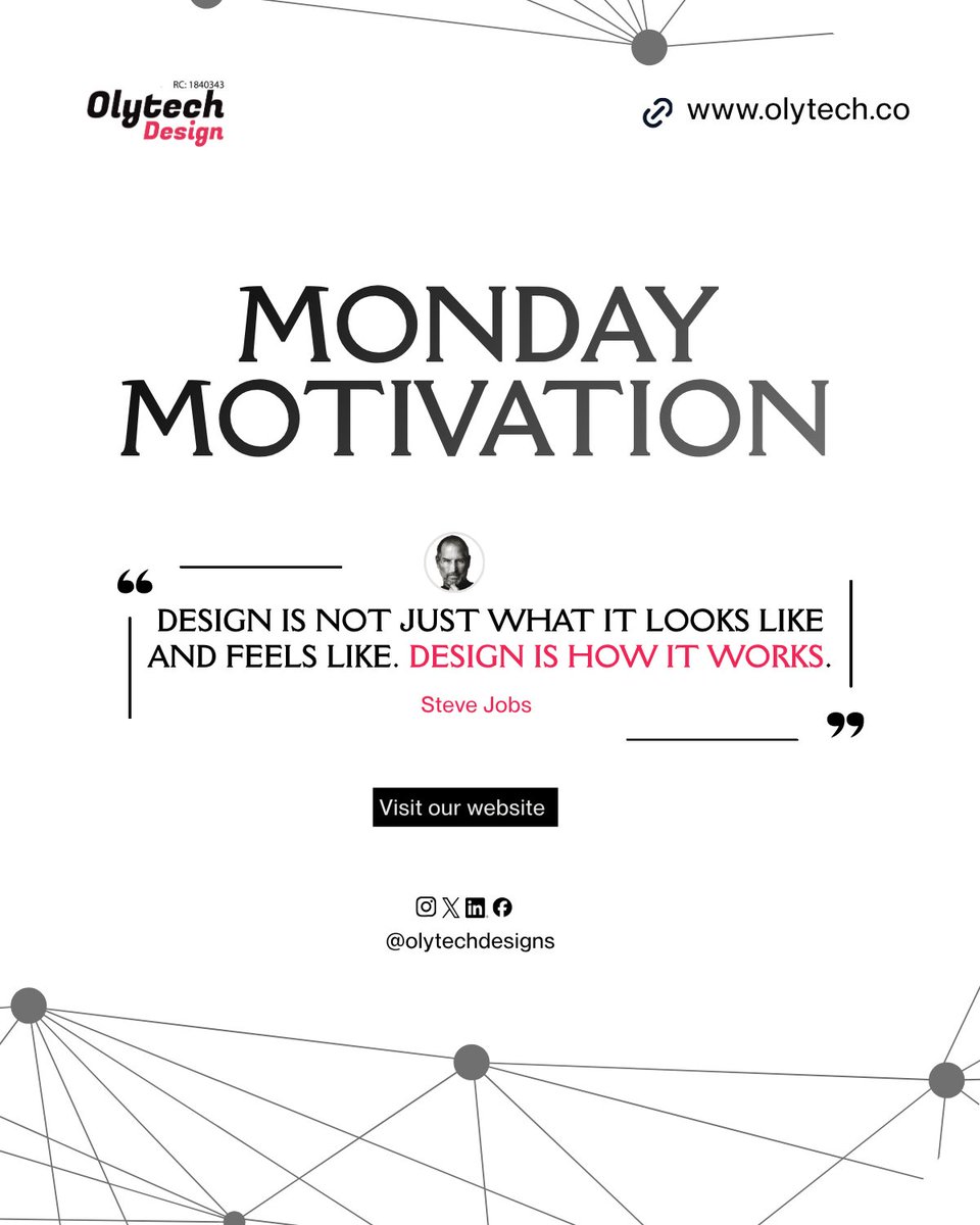 olytechdesigns's tweet photo. Good design isn’t loud.
It’s intentional, functional, and unforgettable.
#Olytech #DesignMatters #UnforgettableDesign #motivationalmonday https://t.co/x0vl6hzlvW