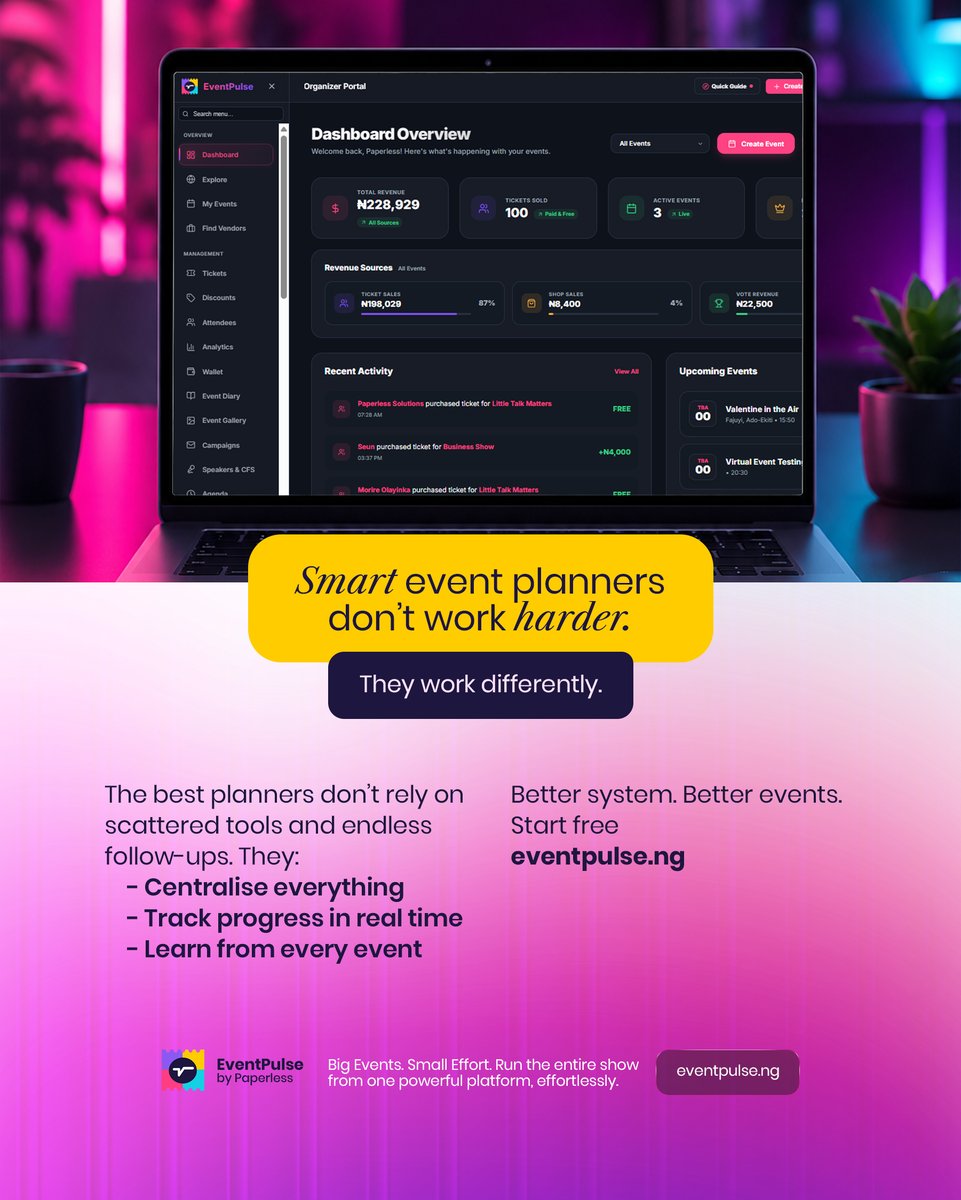 eventpulse_'s tweet photo. Smart event planners don't grind harder.
They just use better tools. 😎 

👉 https://t.co/7yfaP5AFQn 

#EventPulse #EventPlanner https://t.co/z7kL3E6Ilk