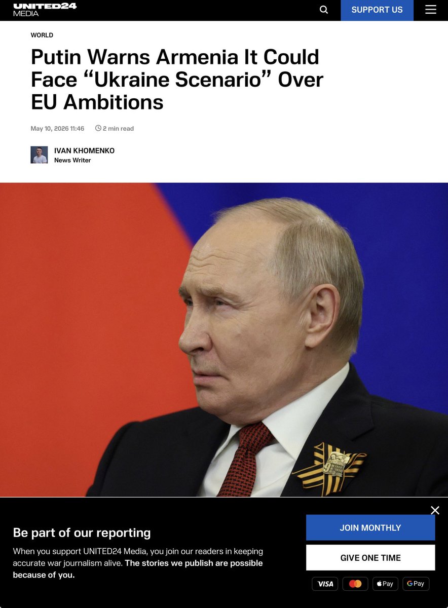 Non è la Nato. Dice Putin.

Putin ieri ha dettato le sue condizioni all’Armenia per continuare le procedure di adesione all’Ue, minacciando tra le righe una soluzione ucraina se l’Armenia non seguirà le sue linee guida.
Putin non ha più la forza nemmeno per aggredire le guardie