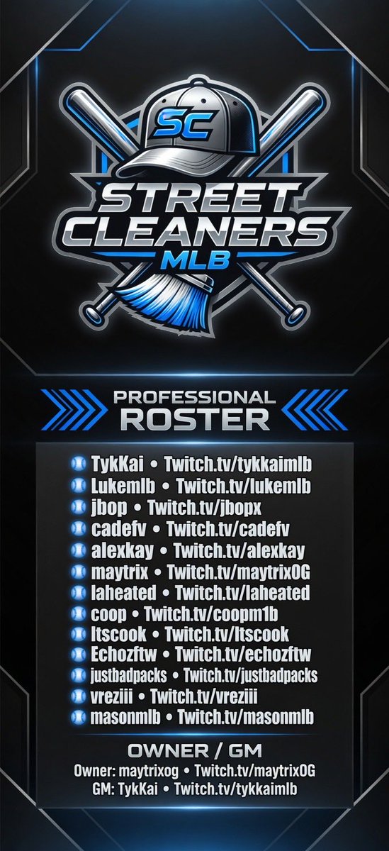 CleanersMLB's tweet photo. Updated stream cleaners roster #gocleaners #goonytunesk https://t.co/MnWsJSkOV5
