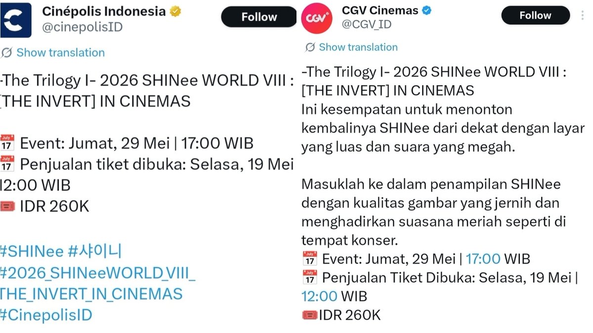 -star SHINee is Back!!! SWC VIII Day-1 bakal ada live viewingnya di bioskop Indonesia!✨ Semoga merata yaa gak cuma di jabodetabek🥹 Sender &amp; teman2 kpopers sender udh gak sabar sm comeback album &amp; konser merekaa😆