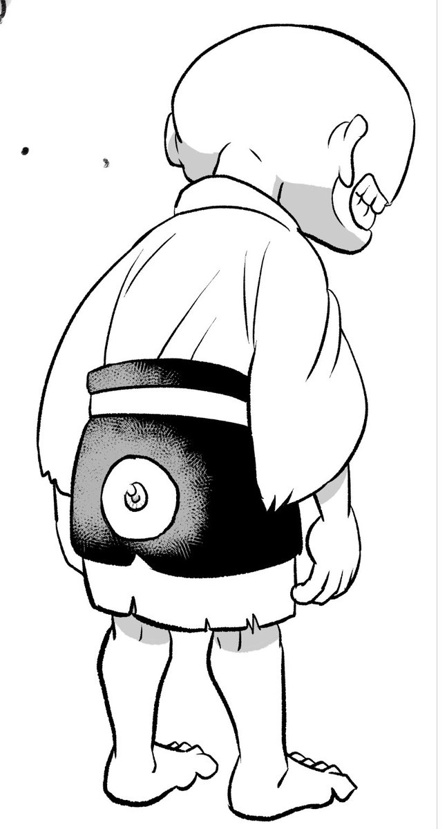 ありがとうございます!
妖怪たちは昔ながらの妖怪たちを自分なりのフィルタをかけて描いたり、新解釈やオリジナル妖怪が登場したりしています。(主人公のコン七も九尾狐の子ですが、7本尻尾なのです)

尻目は今執筆中の21巻新妖怪で、「ぬっぽり坊主」またの名を「尻目」と言います。 