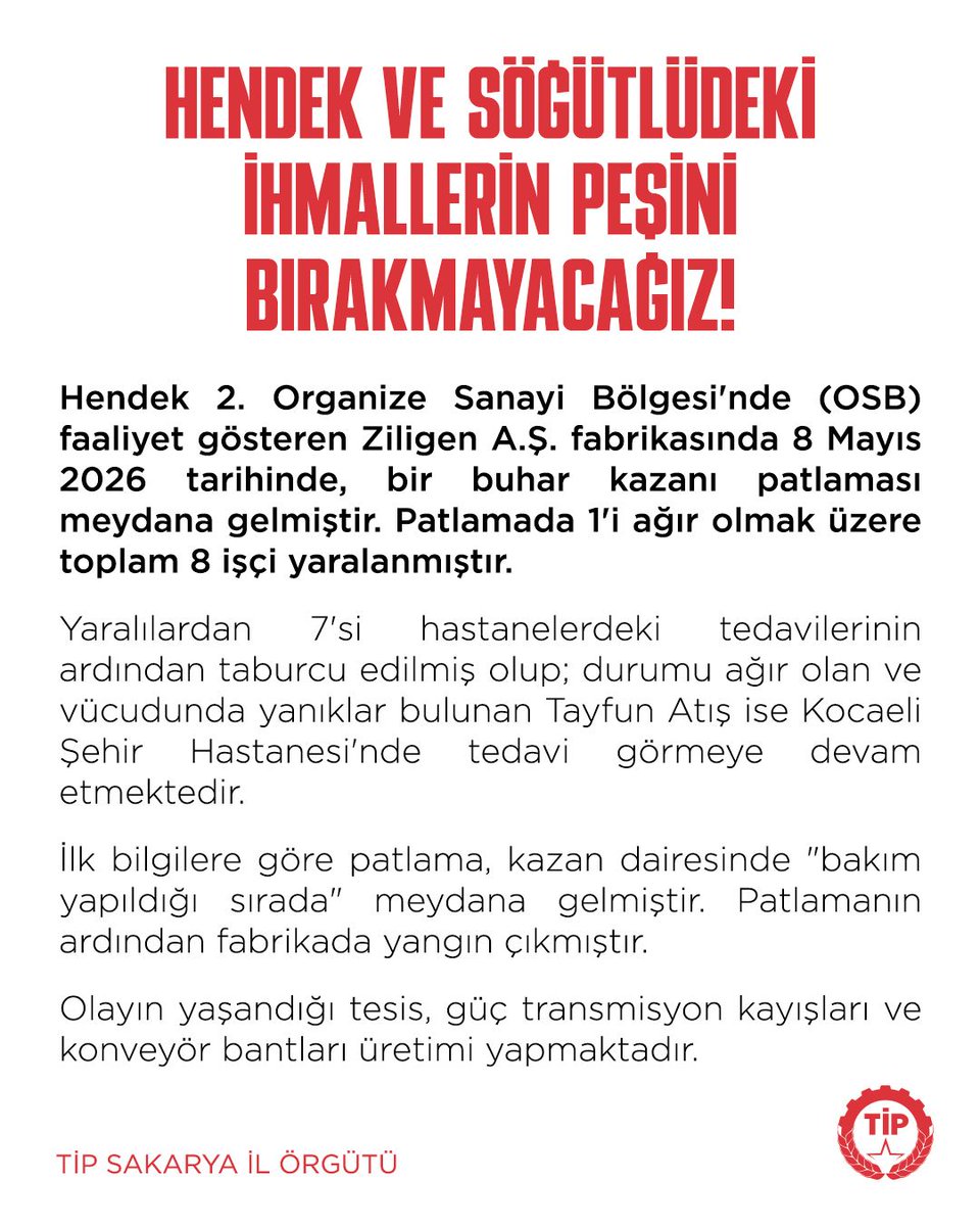 tipsakarya's tweet photo. Her iki olay da gösteriyor ki, Türkiye'de İşçi sağlığı ve iş güvenliği sadece maliyet kalemi olarak görülmekte ve patronların bu "maliyet kaleminden" tasarruf etmek için ihmaller yapması, sorumluluklarını yerine getirmemesi görmezden gelinmeye devam etmektedir. https://t.co/CP6Sb1tEki