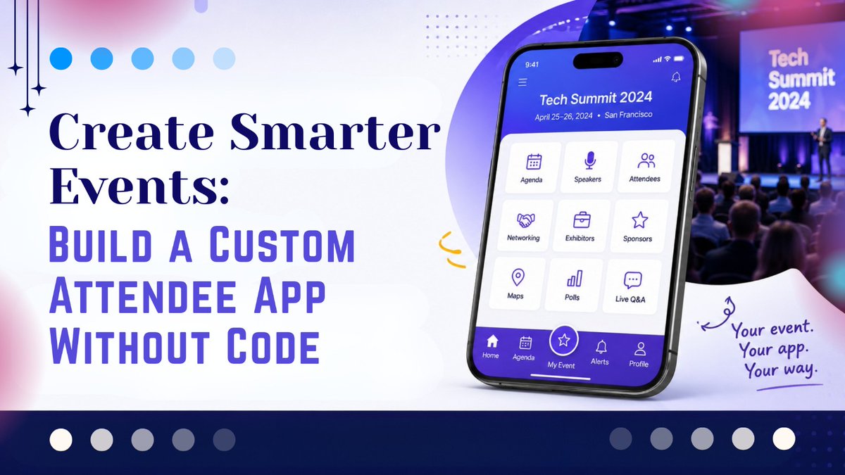 webzinin's tweet photo. Create smarter event experiences without complex coding. 🎟️📱

Learn how custom no-code attendee apps can streamline registrations, engagement, schedules &amp; communication for modern events.
Read More: https://t.co/fnU4OAJw5i 

 #EventTech #WebzinInfotech #DigitalInnovation https://t.co/X5YMdq6Bk6