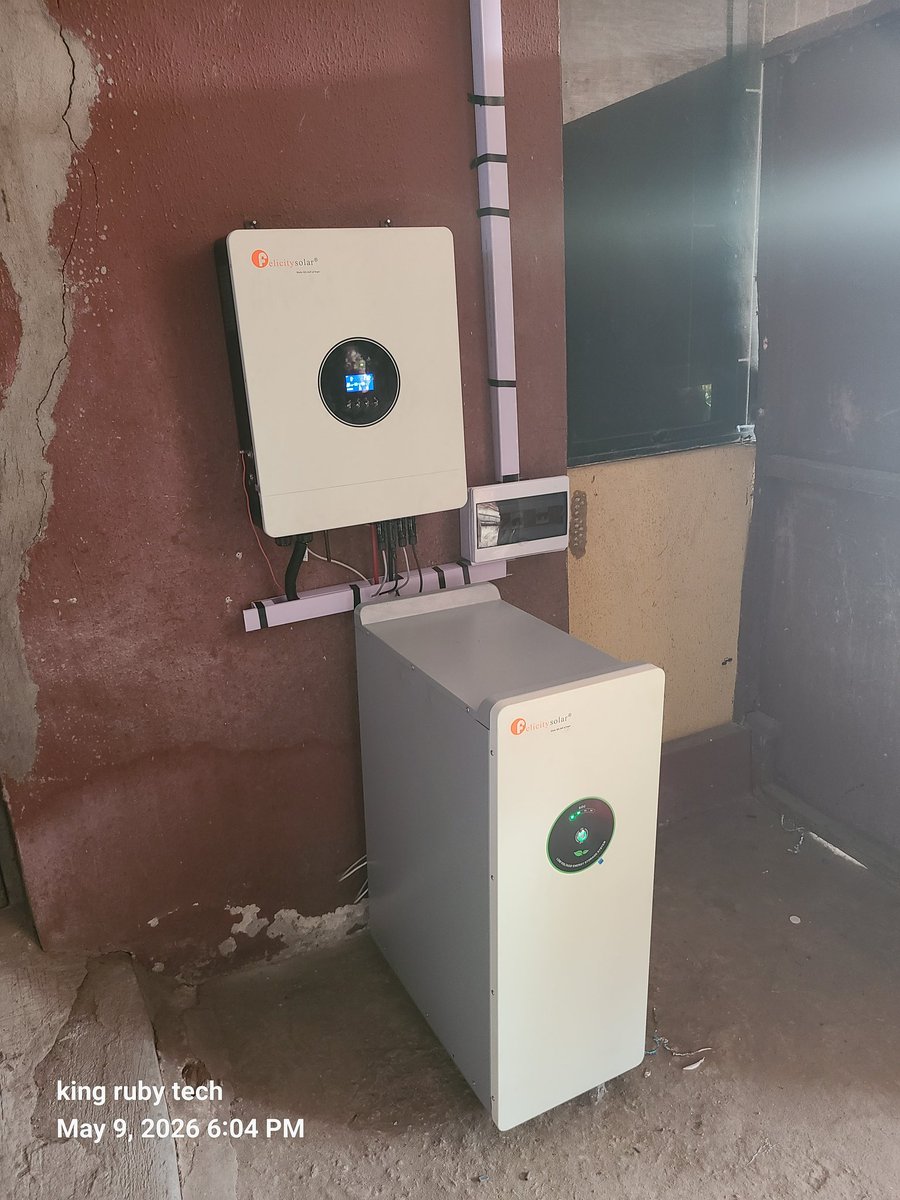 kingrubytech's tweet photo. This project features an 8KW Felicity IVEM Hybrid Inverter paired with a powerful 15KWH Felicity Lithium Battery and a 6250WP solar array — delivering reliable, efficient, and uninterrupted power for everyday comfort and productivity. 🔋🏡

System Configuration: 🔹 8KW Felicity IVEM Hybrid Inverter
🔹 15KWH Felicity Lithium Battery
🔹 6250WP Solar Array
🔹 Clean and professional installation by KING RUBY TECH

Giving homes and businesses dependable energy solutions across Lagos and beyond 🌍⚡