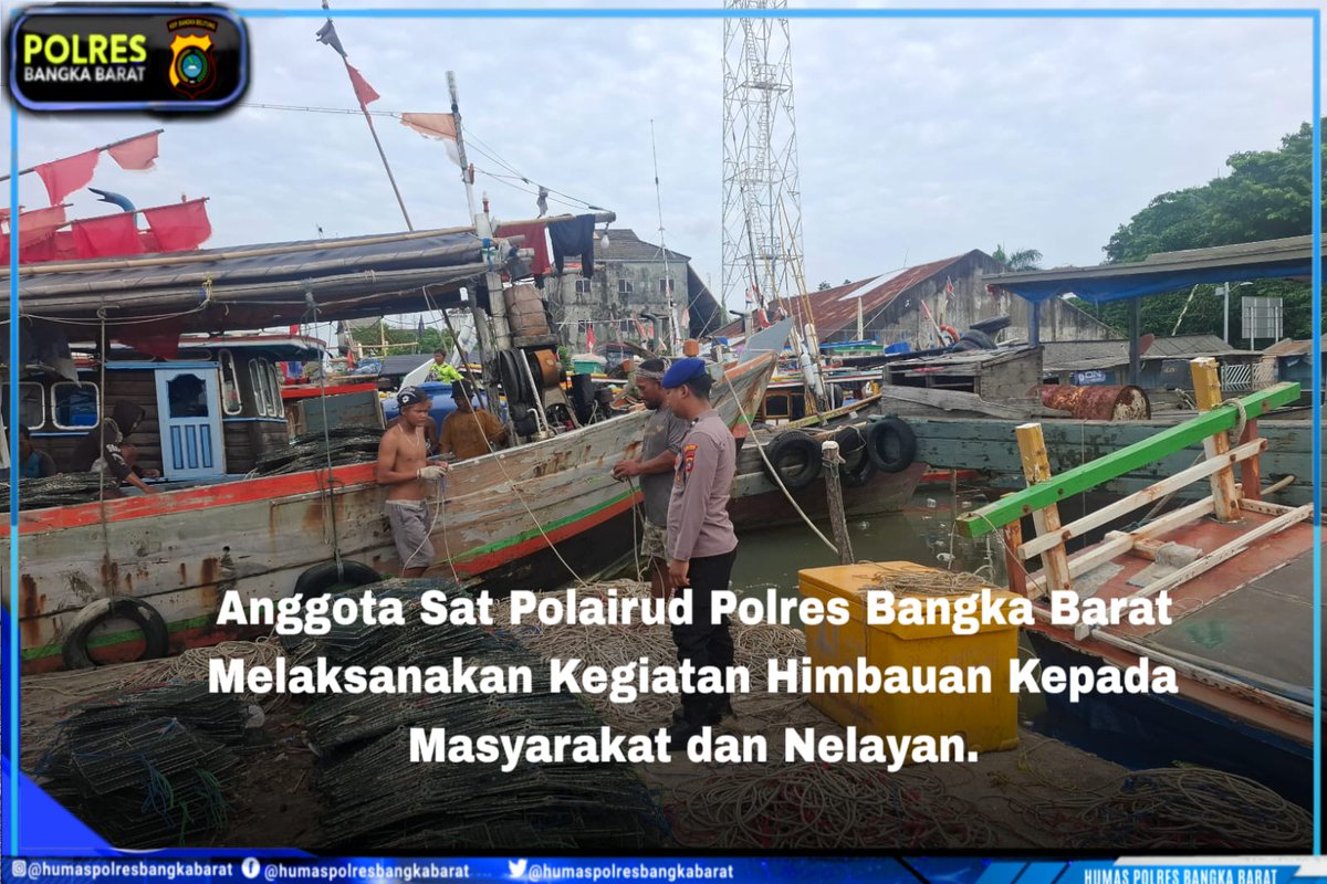 SatBarat's tweet photo. Anggota Sat Polairud Polres Bangka Barat Melaksanakan Patroli preventif dan Edukatif Kepada Nelayan Di Pelabuhan https://t.co/mLdr4YwXsT