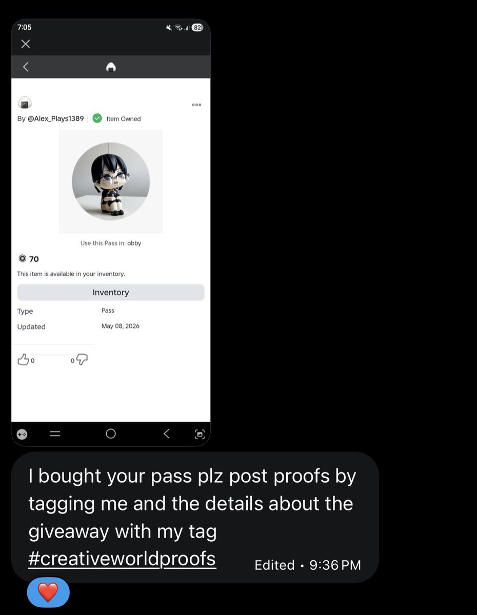 airscq's tweet photo. — won robux giveaway from scar &amp; received my prize from creative 
           ⌗ thank u sm you both @Creative_world4 @MeowScarbro ♡

🍢 ⊹ #creativeworldproofs + #StrangescarbroProof https://t.co/laB6VEiK8l