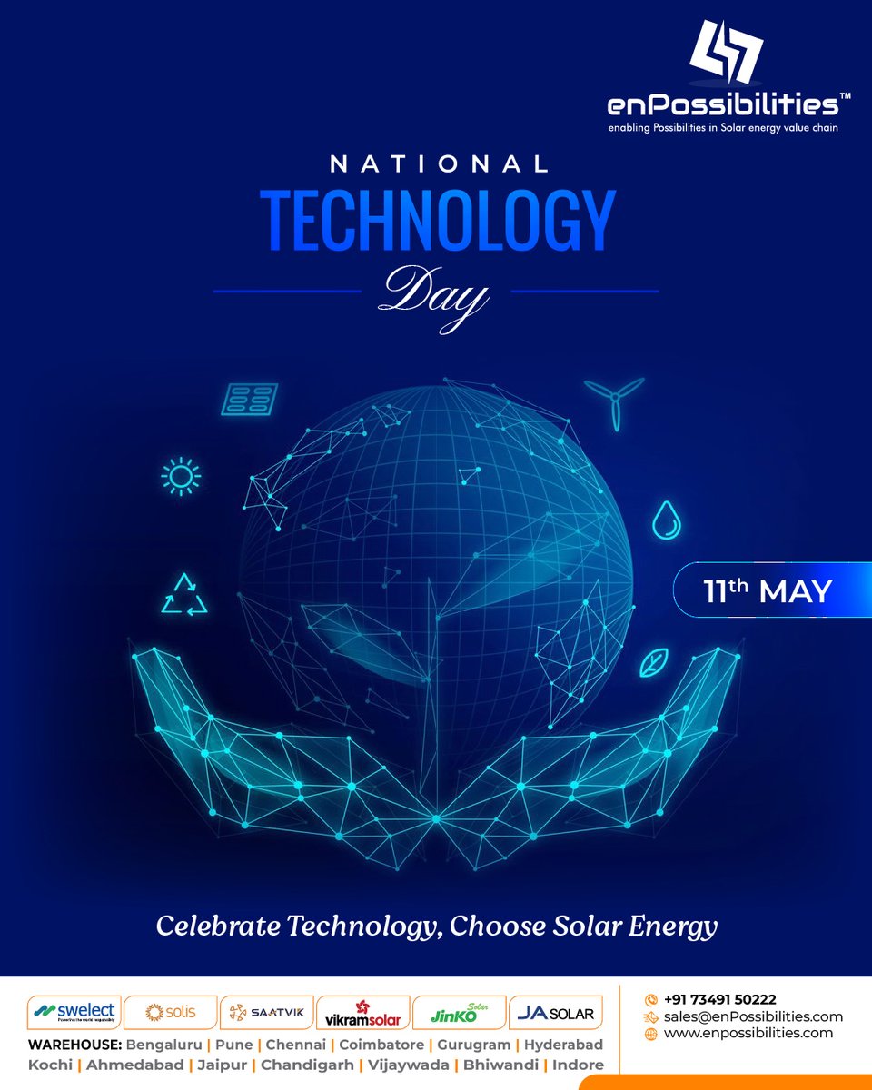 PossibilitiesEn's tweet photo. On National Technology Day, we celebrate the power of innovation driving a smarter and greener future. 🌍⚡

Let’s build a future powered by innovation and sustainability. https://t.co/y79hg3i7eU