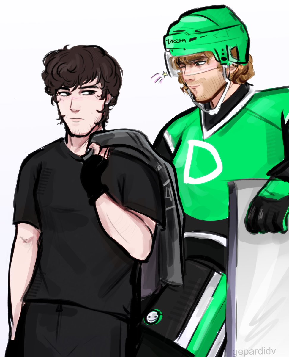GEPARDidv's tweet photo. quick and dirty sketch … au! figure skater geroge and hockey player dream 😓
 #dnf #gnffanart #dreamfanart https://t.co/Rd2YOwU0Ne