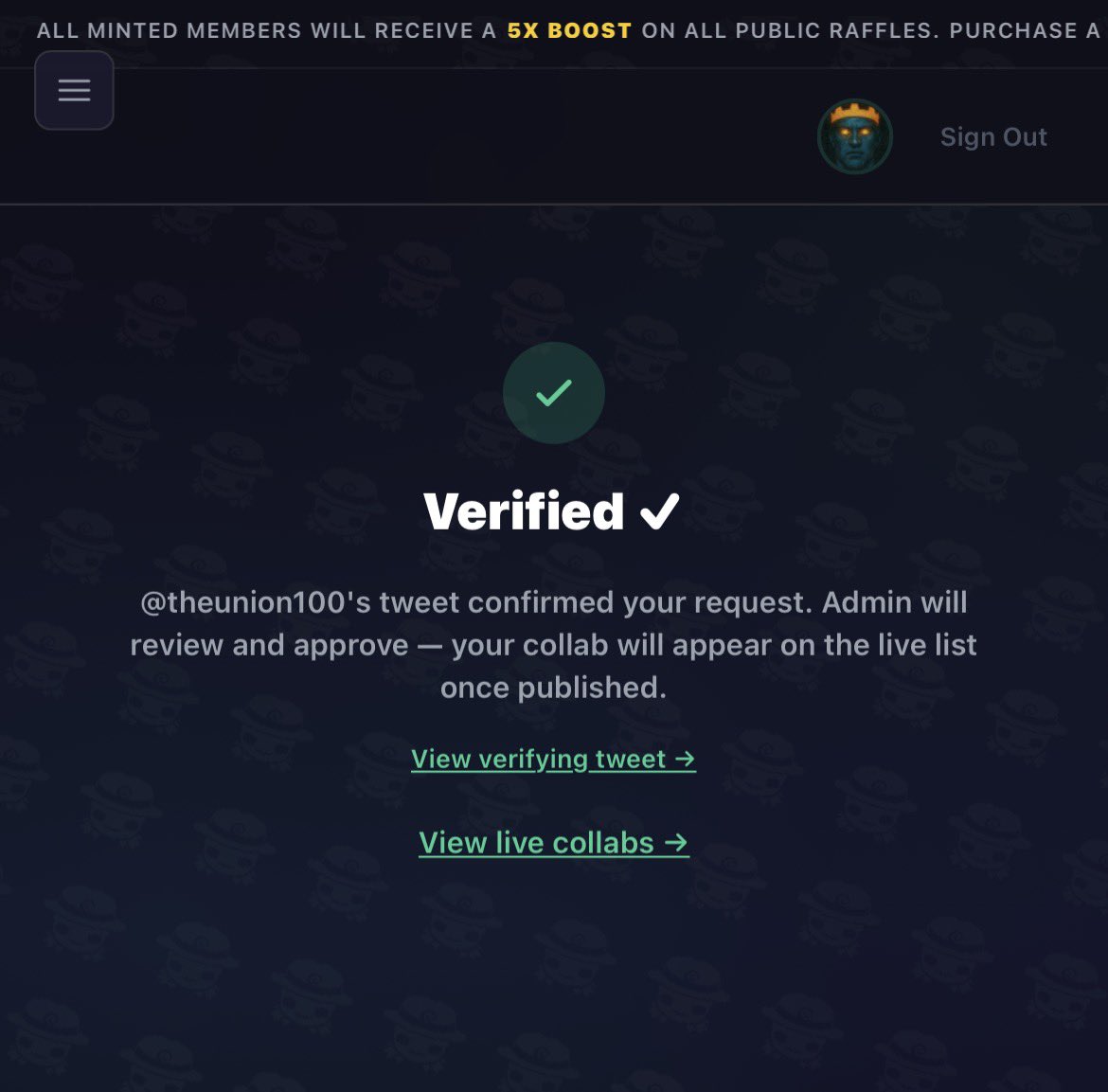 oceanord28's tweet photo. Just applied for a collab for @theunion100 holders with @hollows_nft by @0itsali0 🤝  

Not here for WL.  
Here because we believe in what’s being built.

Let’s see it through. ☮️ https://t.co/LFFXI7gKlG