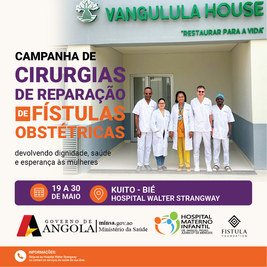 _hmiam's tweet photo. Em parceria com o Hospital Walter Strangway e parceiros, realizaremos uma campanha de cirurgias gratuitas de reparação de fístulas obstétricas.
Caso conheça alguma mulher afectada por fístula obstétrica, incentive-a a procurar apoio.
De 19 à 30 de maio, no Kuito, província do Bié https://t.co/VTqvzjkbc9