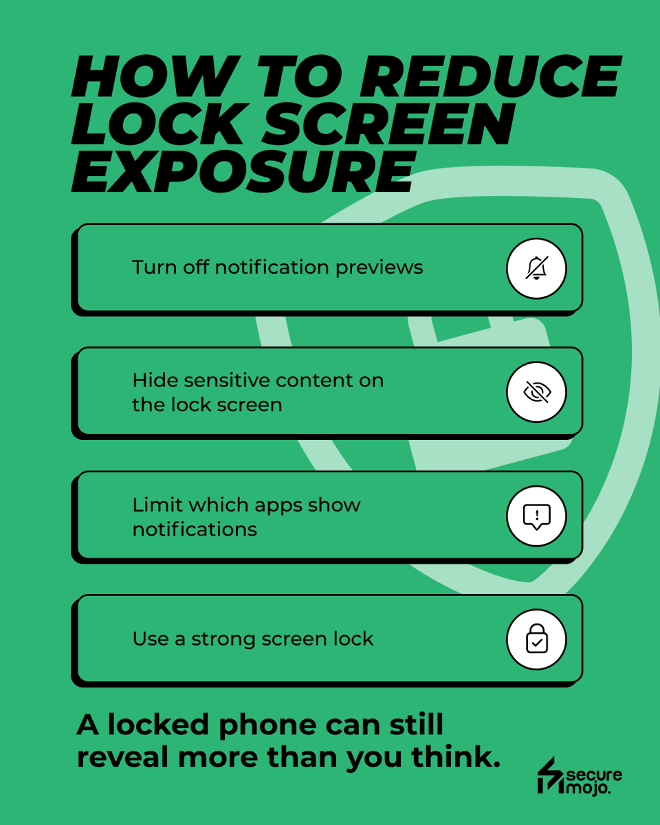 SecureMojo's tweet photo. Your phone is locked 🔒
Your notifications aren’t 👀 

#securemojo #Cybersecurity #OnlineSafety #DigitalHygiene #OnlineProtection #CyberSmart #cybersafe #LockScreenPrivacy #NotificationLeak #ScreenPrivacy #didyouknow https://t.co/IuuXiY5b10