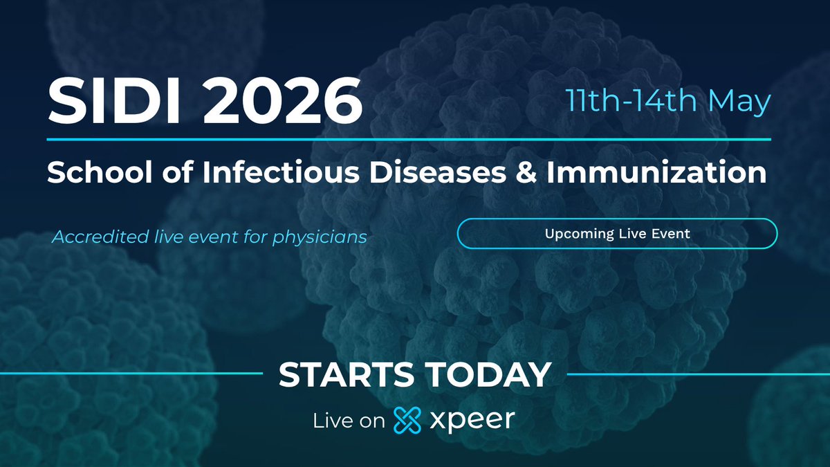 Xpeer5's tweet photo. Starts today: SIDI 2026

🎓 Learn from 29 international experts
📱 Live sessions
🧾 CME-accredited

👉 Join now: https://t.co/510WXpov6O

Disclaimer: Content exclusively for HCPs in CZ, HU, SK, RO, PT, BG, HR, RS, SI, EE, LV, LT, and PL. RSV webinar not available in RS. https://t.co/v1Z5LuNyys