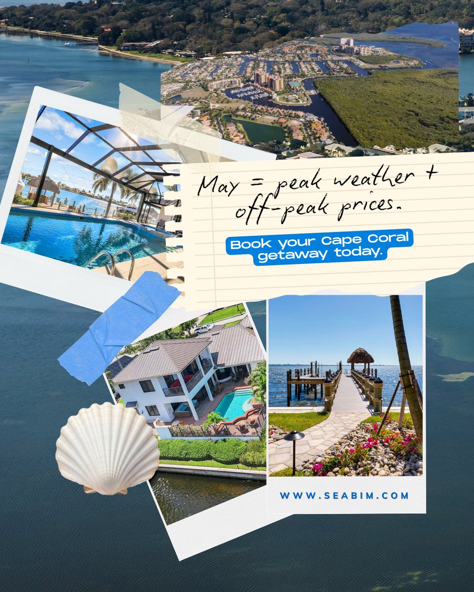 seabim's tweet photo. Peak weather, ☀️ but without the peak-season prices.
Warm days, perfect sunsets, and just the right pace, before the summer rush kicks in.

If Cape Coral has been on your list, this is your sign to do it right.
Book now: https://t.co/VndTd6H5MR

#VacationRental #CapeCoral https://t.co/lapqBZTsxq