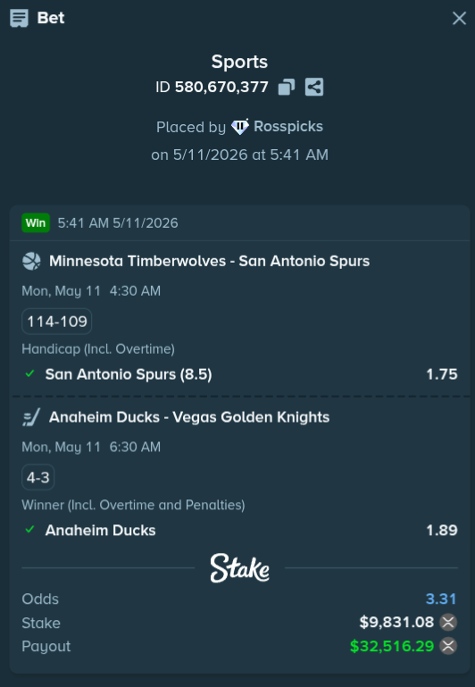 Just cashed this banger 💰🔥 that's how I do 😤

Turned $9.8k --> $32.5k 😮‍💨 

LIVE on Kick right now — Giving out alot of tip's &amp; dropping my next plays on live … don’t miss it 👀

Drop your @stake username

✅Follow @rosspicks &amp; <a href="/demize21/">DeMize</a>

♻️Rt + ❤️like &amp; tag 2 friend