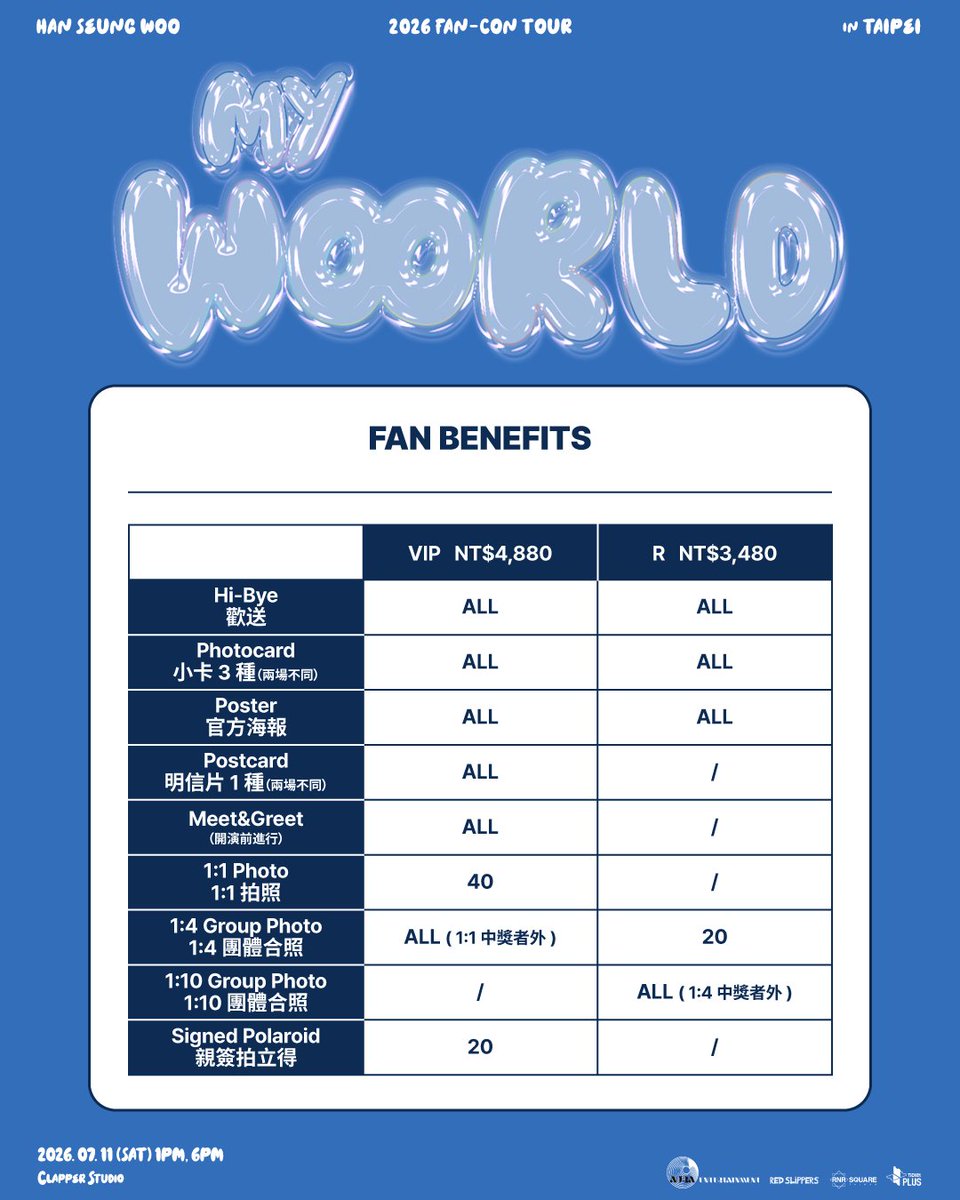 redslippers_ent's tweet photo. [📢] #한승우 #HAN_SEUNG_WOO
2026 HAN SEUNG WOO FAN-CON TOUR [MY W∞RLD] in TAIPEI

🌎 TAIPEI
📅 2026. 07. 11 (SAT) 1PM, 6PM
📍 CLAPPER STUDIO

💜 TICKET OPEN
🗓 2026. 05. 16 (SAT) 1PM (TST)
📌 Ticket Plus
🔗 𝙲𝚘𝚖𝚒𝚗𝚐 𝚂𝚘𝚘𝚗

#MY_WooRLD
#aura_ent #Redslippers https://t.co/BNBwB9zvkU