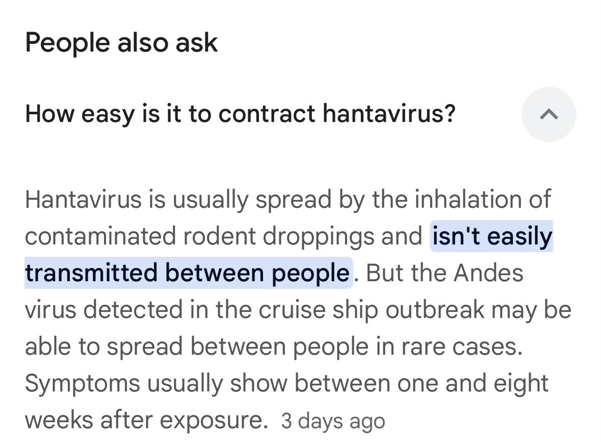 loopsyloops90's tweet photo. Why are we panicking about the new virus? #Hantavirüs https://t.co/J1yI0CUCBN