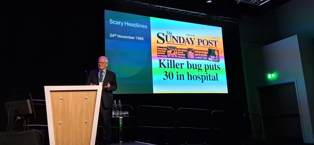 RAVICInverness's tweet photo. @RAVICInverness 
former director Professor George Gunn opens the VTEC26 conference in Aberdeen with an historical perspective on E. coli and a reminder of Scotland’s key role in tackling the pathogen. 

Experts are gathering to discuss persistent  E. coli threats to global health https://t.co/2yQxlN5SJa
