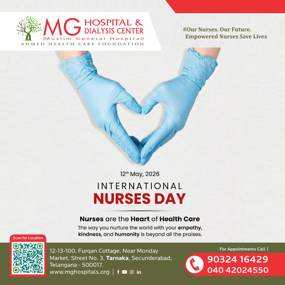 MGHTarnaka's tweet photo. Happy World Nurses Day! 🌍✨
👩‍⚕️❤️ Healing Hands, Caring Hearts

Nurses Are the Silent Warriors WHO Comfort, Heal, and Inspire Patients With Endless Patience and Love. Your Service Makes the World Healthier and Happier. 

#WorldNursesDay #WorldNursesDay2026 #NursesDay https://t.co/VG4OPnbSNZ