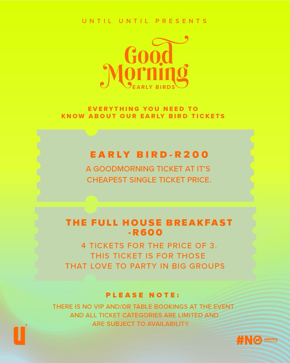 untiluntil_za's tweet photo. GOOD MORNING friends and fam!!! 

We’re back in the building on the 8th of August with another perfect day. Early Bird tickets (Individual &amp; Group) will go live at 13:00 today. New link in bio. 

We cannot wait to create new memories with you again

#GoodMorningZA https://t.co/e8lUQXmuOS