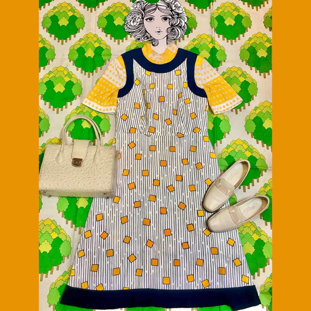 ◎通販可能◎ 🐣70's onepiece🐣 *ベルモード* お色味は白です