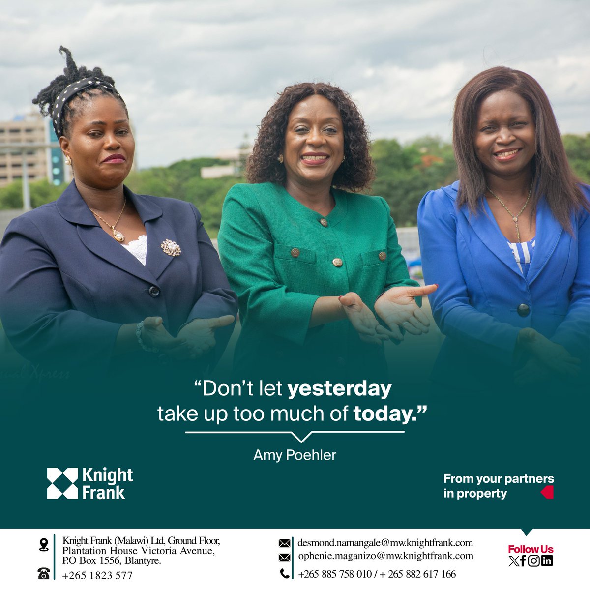 KnightFrankMw's tweet photo. Every week presents an opportunity to refocus and reset with purpose. 

Explore our services: https://t.co/fPNU8muFca 

#KnightFrank #YourPartnersaInProperty #MalawiRealEstate https://t.co/e9V81vYATA