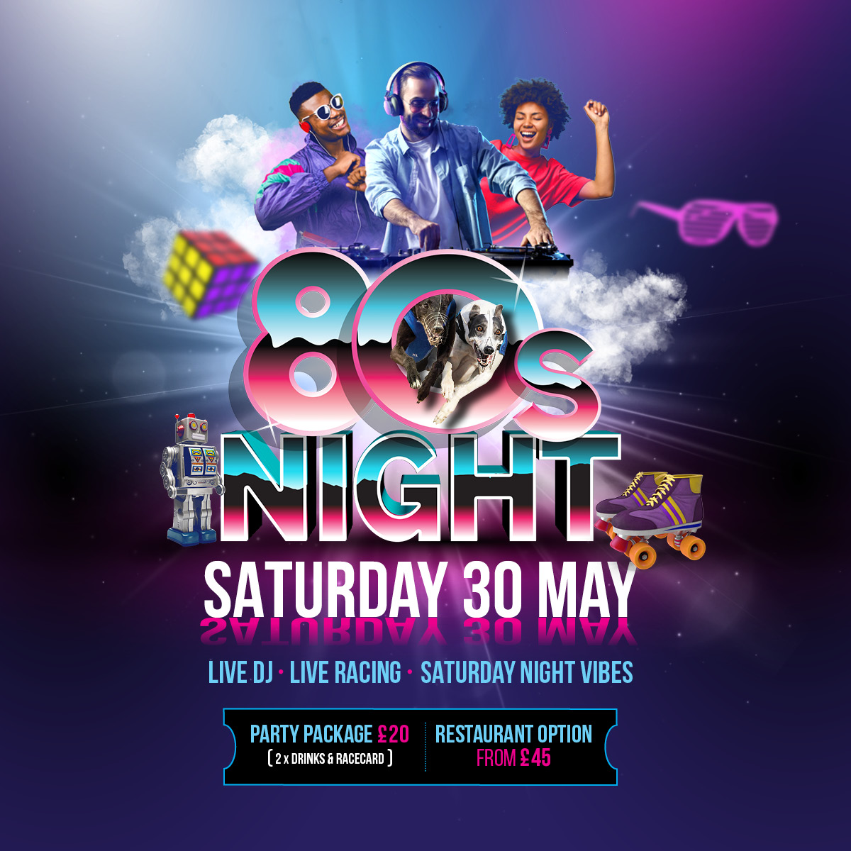 centralparkdogs's tweet photo. ✅ Fast Friends Fundraiser 
🔜 80s night

⭐️ Race. Dance. 80s classics ⭐️

We're rolling out the classics to round off May, with tickets to our 80s themed race night available from £10 🙌

⏲️ First race: 5.30pm
🔗 https://t.co/w372vVGVGq

#CentralPark 🐾 https://t.co/EO9RkWdj7y