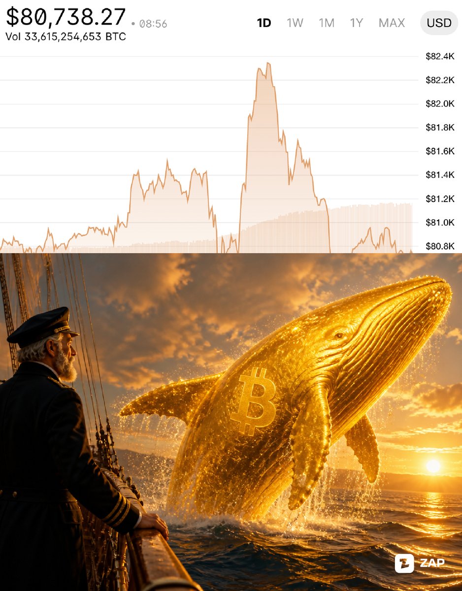 getzapnow's tweet photo. BTC holding above $80K like it belongs there.

The market tested. Bitcoin answered.

Momentum is building, confidence is growing, and the whales are keeping pressure on.

#Bitcoin #BTC #Crypto #Web3 https://t.co/yjPN58P4iC