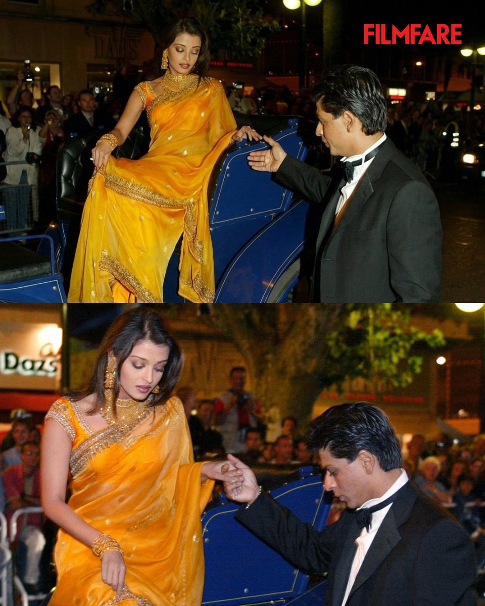 filmfare's tweet photo. Throwback To #AishwaryaRaiBachchan And #ShahRukhKhan's Iconic Cannes Moment In 2002. 🤩✨

#CannesFilmFestival #Cannes #Trending https://t.co/imMaio3oLa