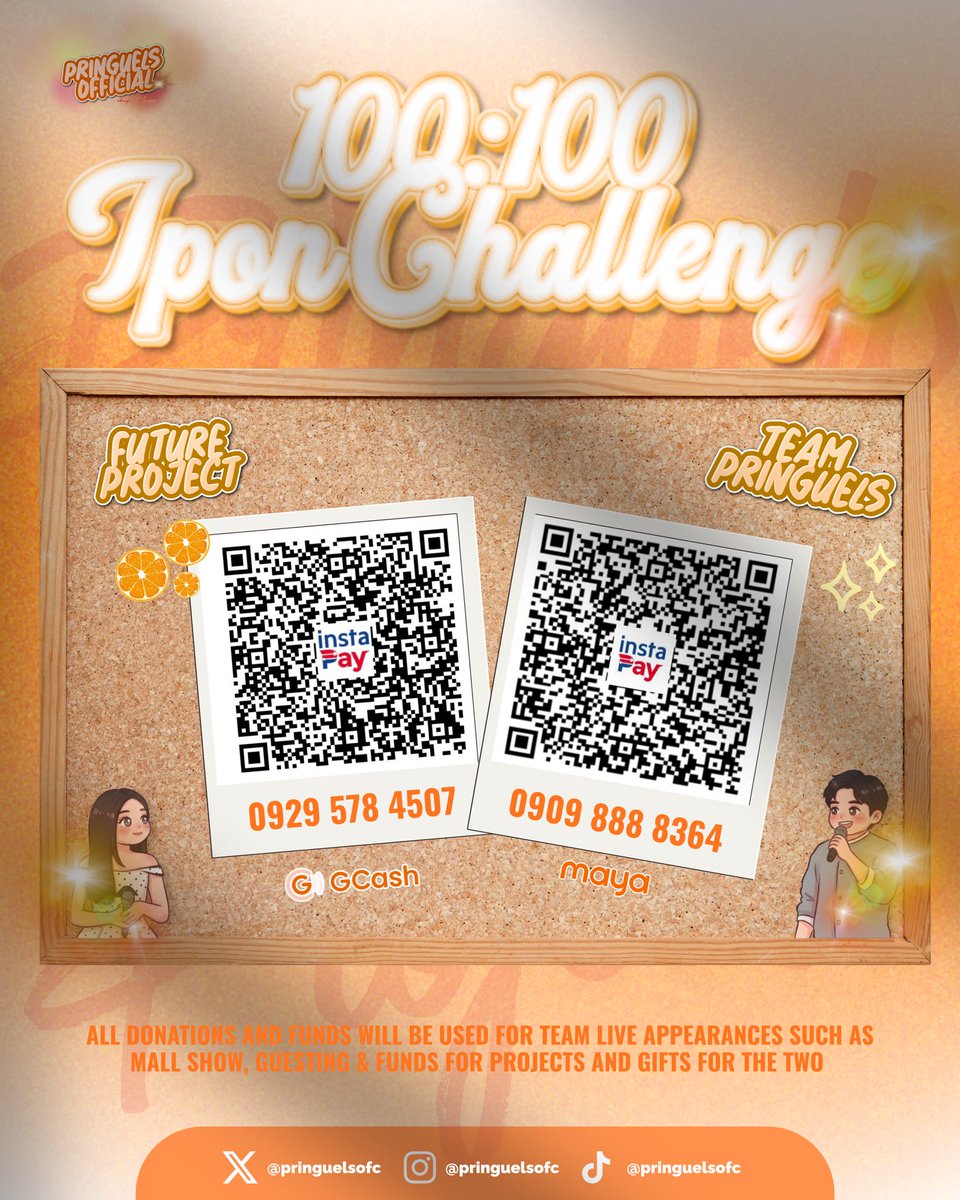 pringuelofc's tweet photo. 𝟏𝟎𝟎:𝟏𝟎𝟎 𝐈𝐏𝐎𝐍 𝐂𝐇𝐀𝐋𝐋𝐄𝐍𝐆𝐄

We are officially opening our 100:100 challenge to fund pringuels mall shows, guestings, and special gifts! 

Help us make our upcoming projects extra special, every bit of support counts. thank you so much.

#PrinGuels | @pringuelofc https://t.co/PjANLNEOjk