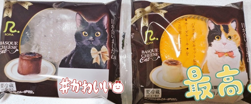 オヤツに買ったケーキ。
パッケージの猫様に惹かれて🧁🐈️