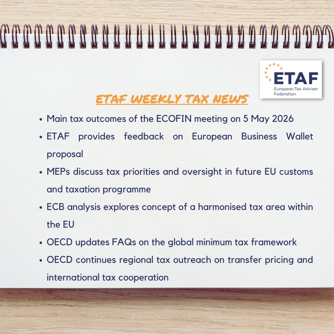 ETAFtax's tweet photo. 👋Good Monday morning #TaxTwitter. Our weekly Tax News are now online🤓👉https://t.co/054SuhKP2H https://t.co/i1oJDq3GFt