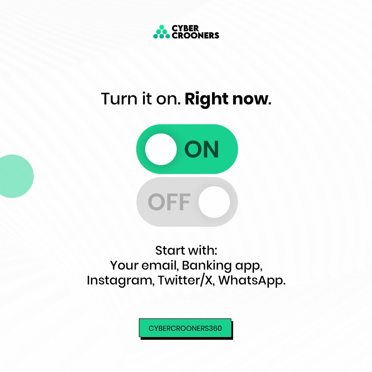 cybercrooners's tweet photo. Your password was probably leaked in a data breach. You just don’t know it yet.
2FA means even with your password, they still can’t get in.
30 seconds to set up. Could save your entire digital life.

Turn it on. Right now.
#cybercrooners #cybersecurity https://t.co/Z65SNmMZn1