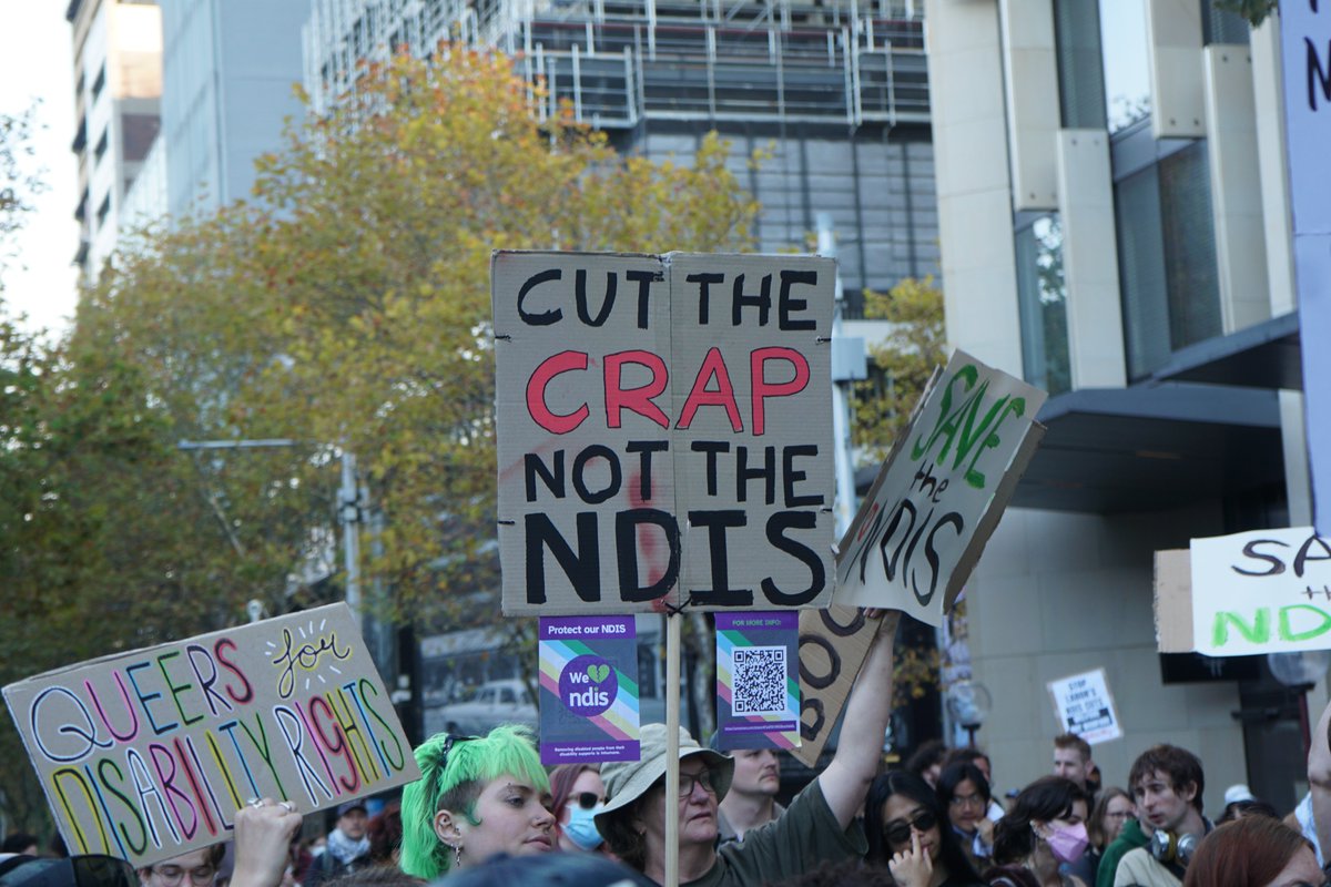 honi_soit's tweet photo. “We are not your alibis!”: Thousands protest #NDIS cuts
“The #Labor government does not have the right to treat us as second-class citizens, or burdens, or fraudsters, or something to be ‘cut’.”
https://t.co/IrQK4h95Tf https://t.co/2VU72z99bD