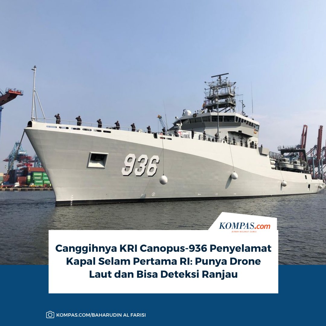 kompascom's tweet photo. Baca di sini: https://t.co/VxczFa8Ace
Kepala Staf Angkatan Laut Muhammad Ali menyebut KRI Canopus-936 sebagai kapal submarine rescue pertama milik Indonesia yang dirancang untuk survei bawah laut sekaligus mendukung operasi penyelamatan kapal selam.
~IQ #kapalselam #KRI #AngkatanLaut