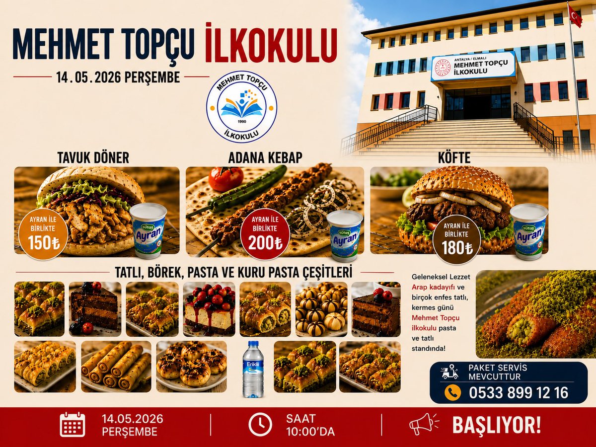 Mehmet Topçu İlkokulu Tarafından Düzenlenecek Kermes Etkinliği 14 Mayıs Perşembe Günü Başlayacak.