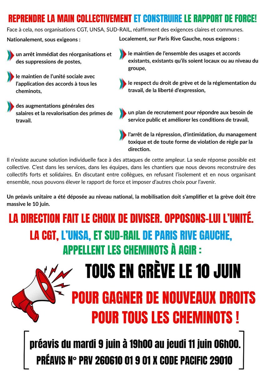 CGTrappes's tweet photo. Appel unitaire à la grève sur Paris Rive Gauche pour le 10 juin ! https://t.co/lkE5fT21dM