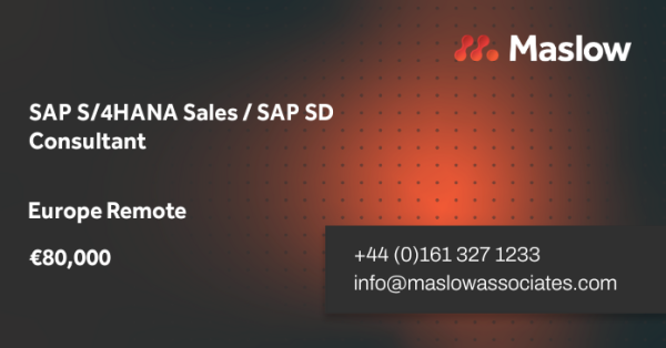 MaslowTweets's tweet photo. Apply today! SAP S/4HANA Sales / SAP SD Consultant, €80,000 - #EuropeRemote. https://t.co/8PvFBYPRKC https://t.co/sZXOTwcJkg