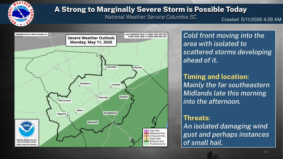A cold front will move through today where isolated to scattered ...